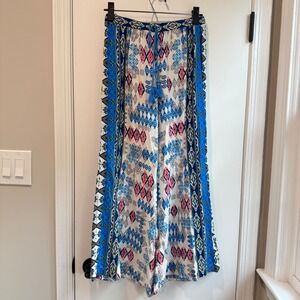 Flying Tomato Wide Leg Palazzo Pants Bohemian‎ Print Tassel Drawstring Small